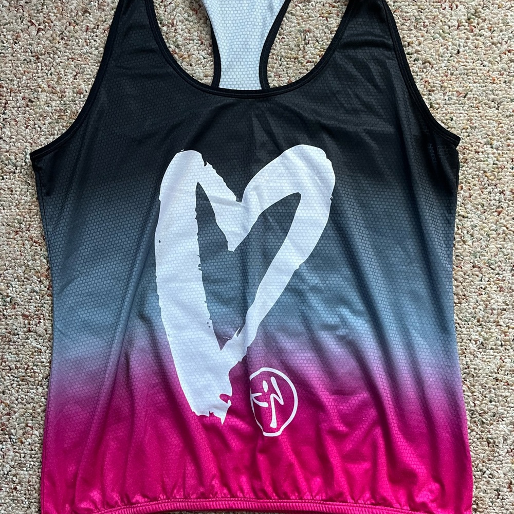 Zumba Fitness Black, Pink and Gray Bubble Tank Top